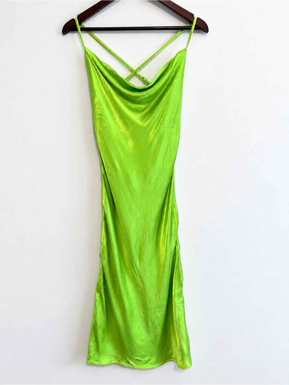 Rat & Boa Green Satin Midi Dress Sz M - Picture 5 of 8